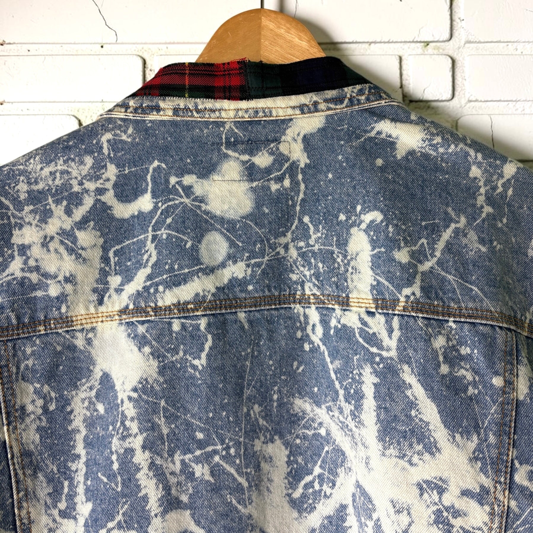 198X - Custom Patchwork Bleached Denim Jacket Punk Rock Jacket Alternative Tumblr Grunge