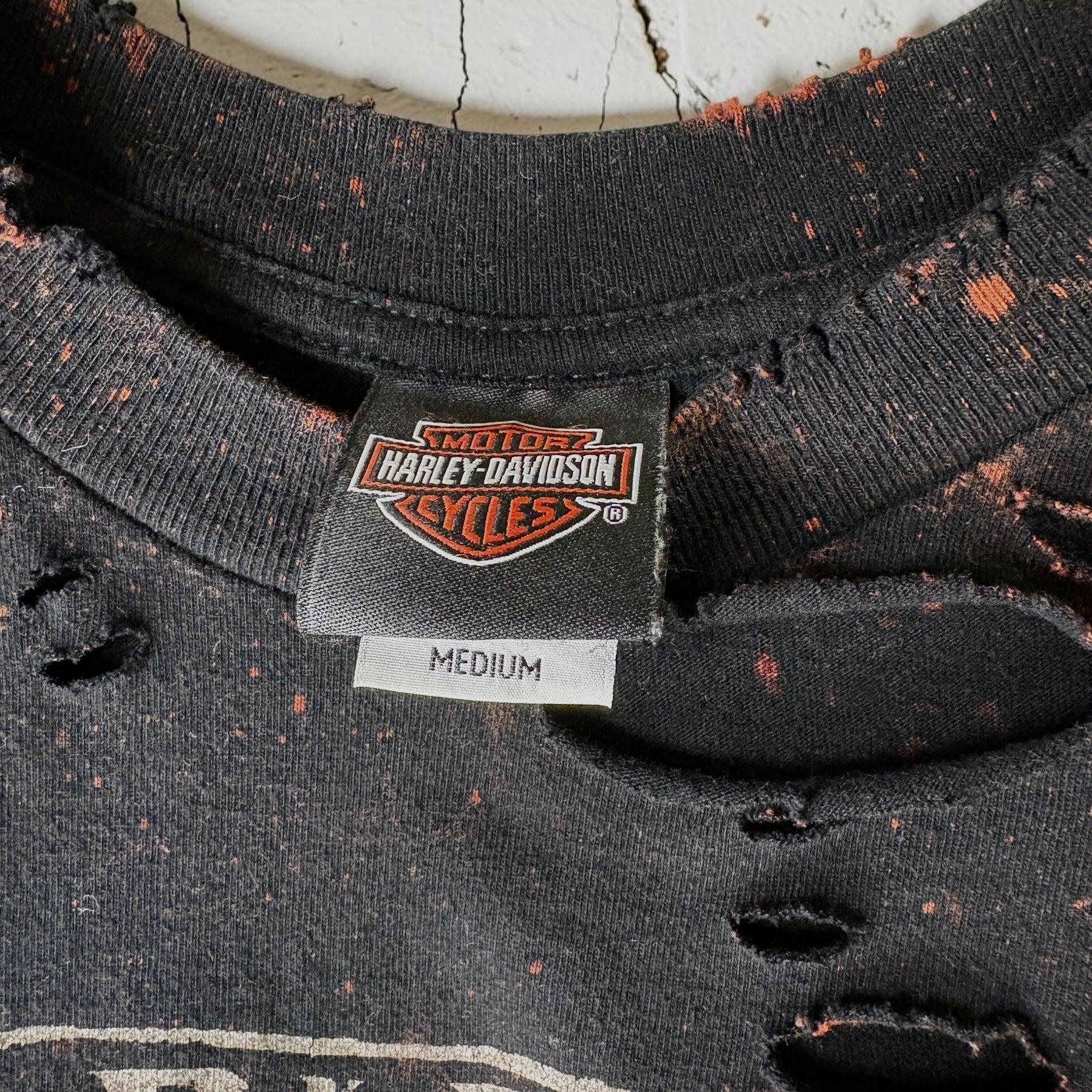 Harley Davidson Edinburgh Bleached Distressed Cropped T-shirt