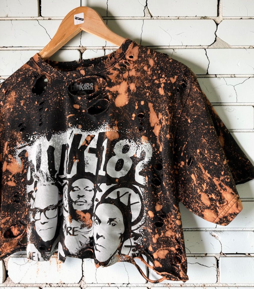Blink 182 Bleached Shirt Distressed Cropped Punk Band Tee