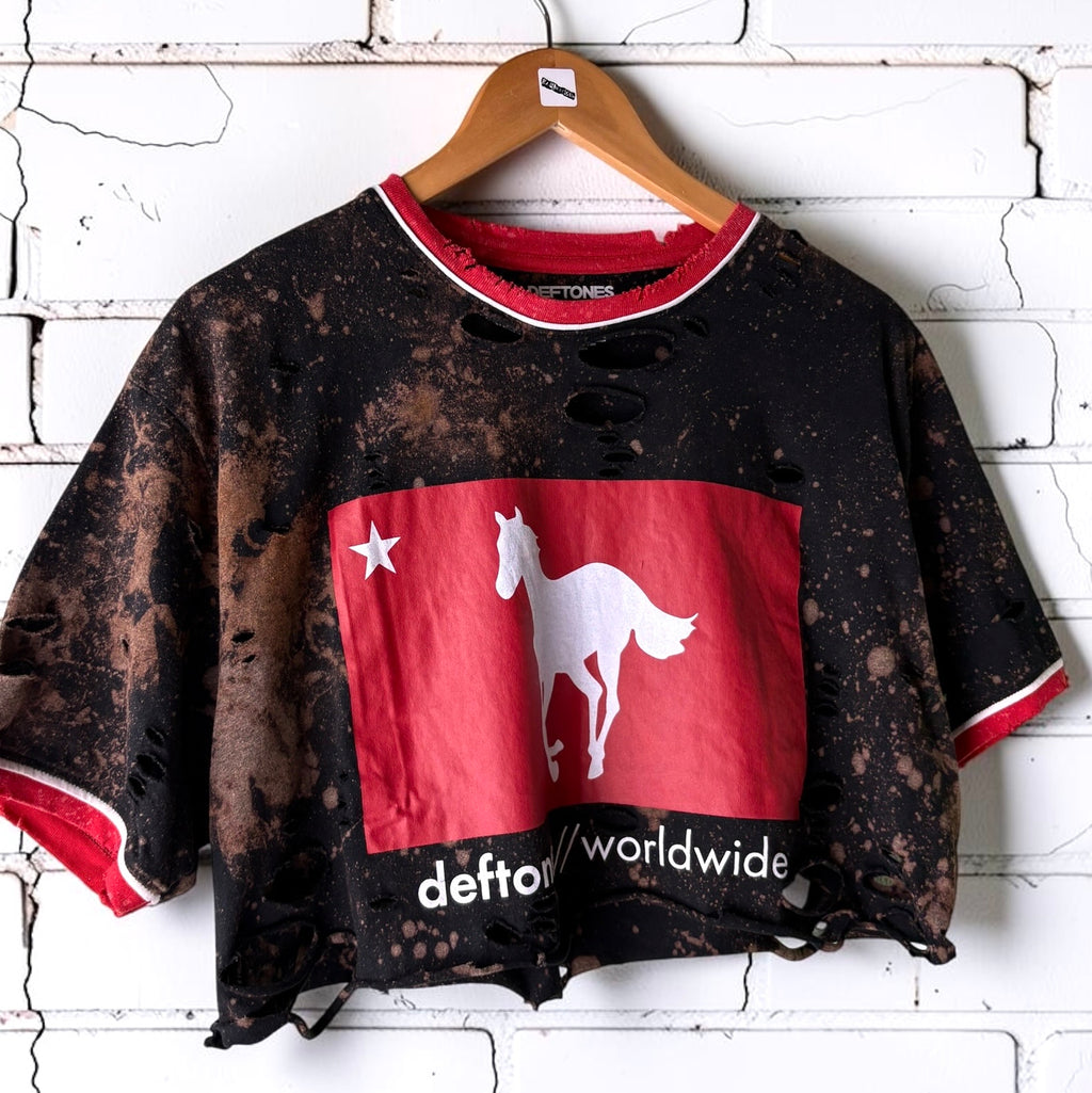 Deftones - Bleached Distressed cropped Band Tee