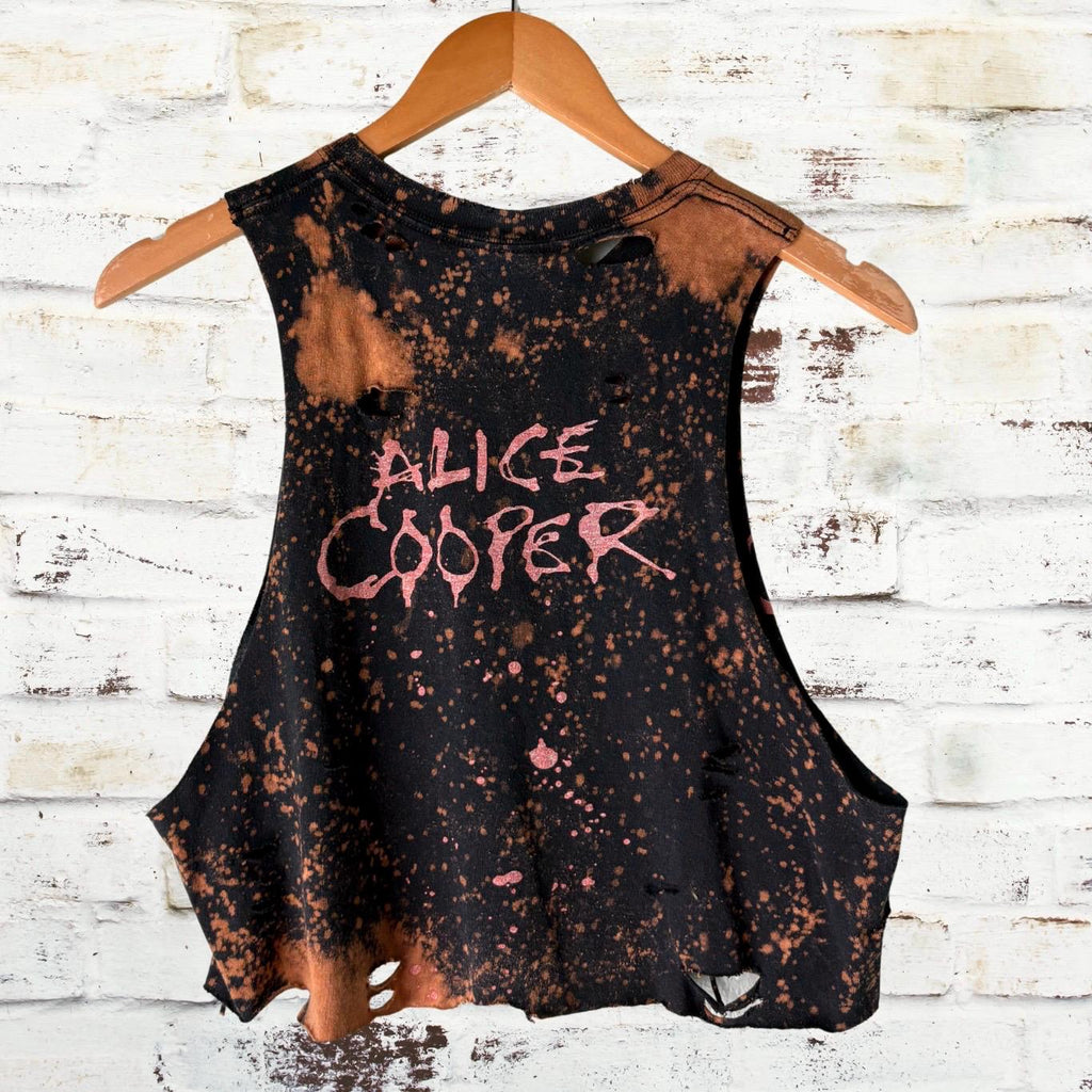 Alice Cooper Bleached Shredded Cropped Tee