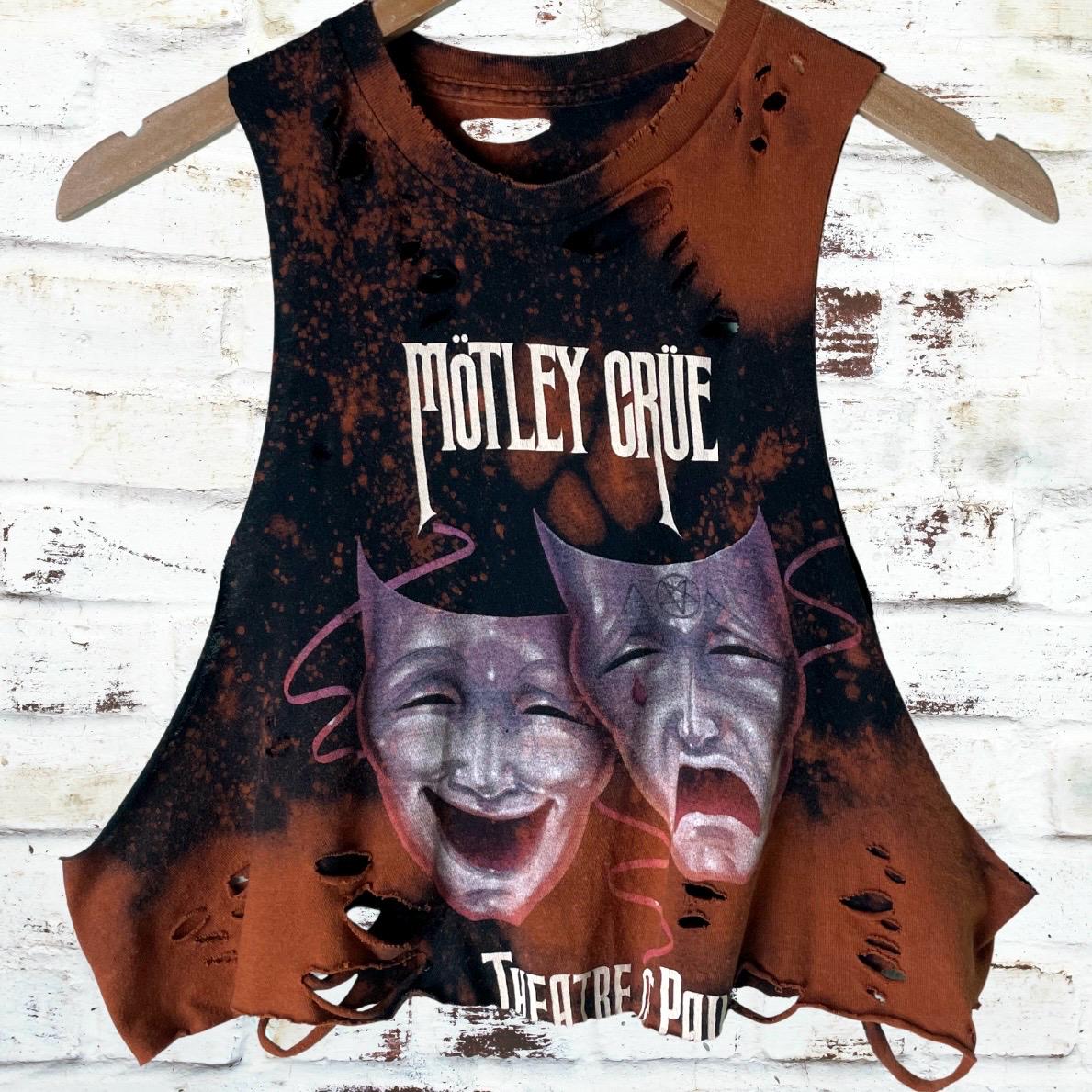 Motley Crue - Theatre Of Pain Bleached Custom Band Shirt