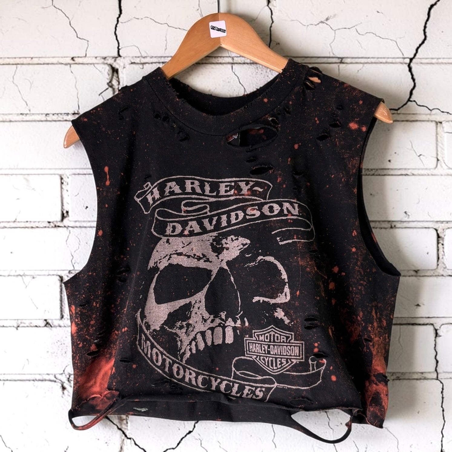 Harley Davidson Edinburgh Bleached Distressed Cropped T-shirt