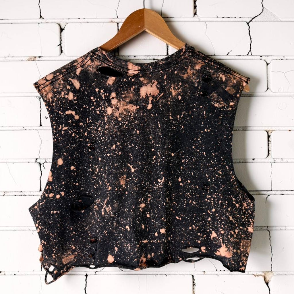 Linkin Park Cropped Band Tee | Hand Bleached Distressed T-shirt Size Medium
