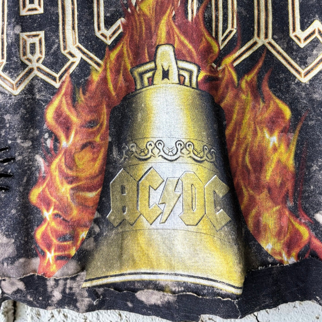 AC/DC - Hells Bells Bleached Distressed Cropped Tee