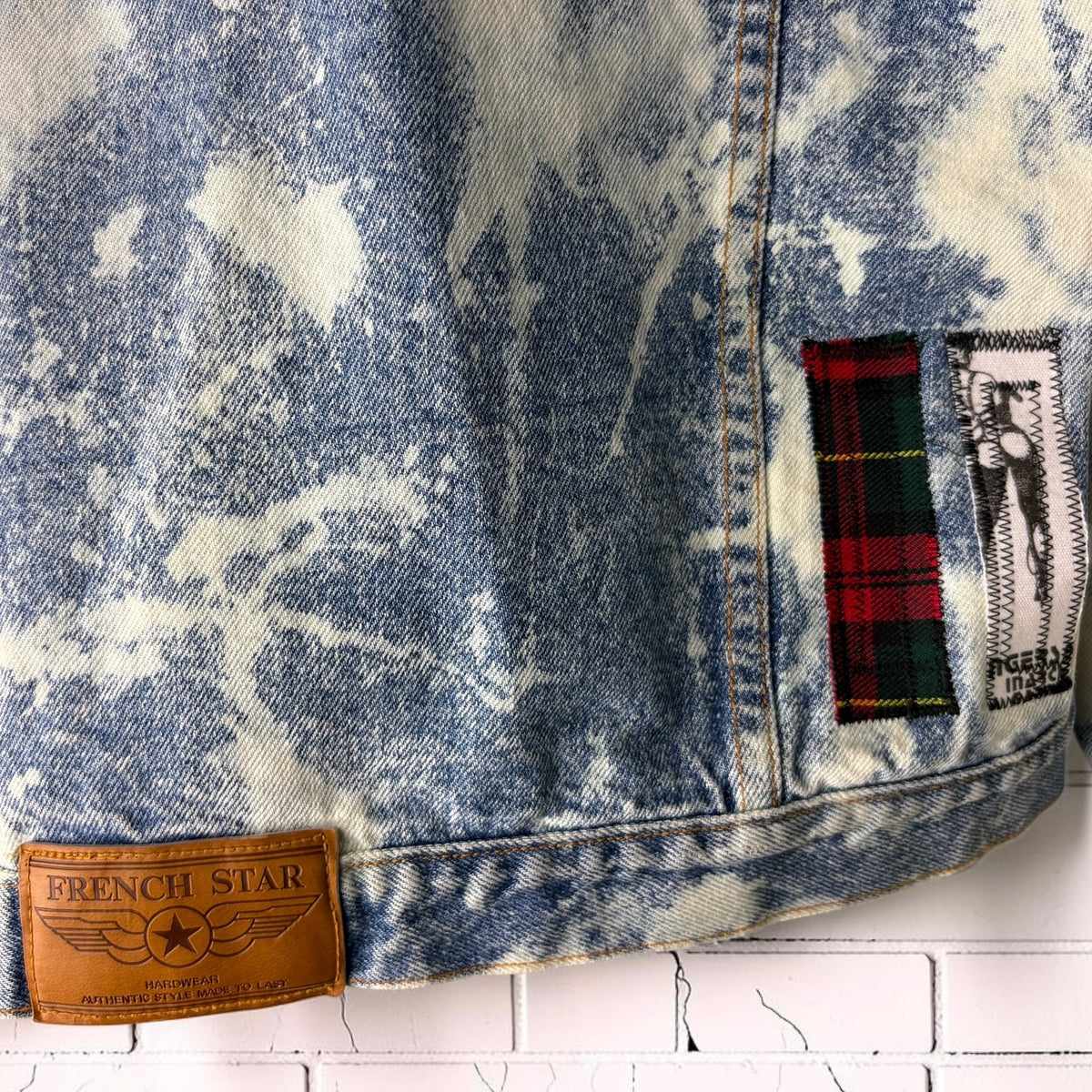 KISS ME DEADLY - Custom Patchwork Bleached Denim Jacket