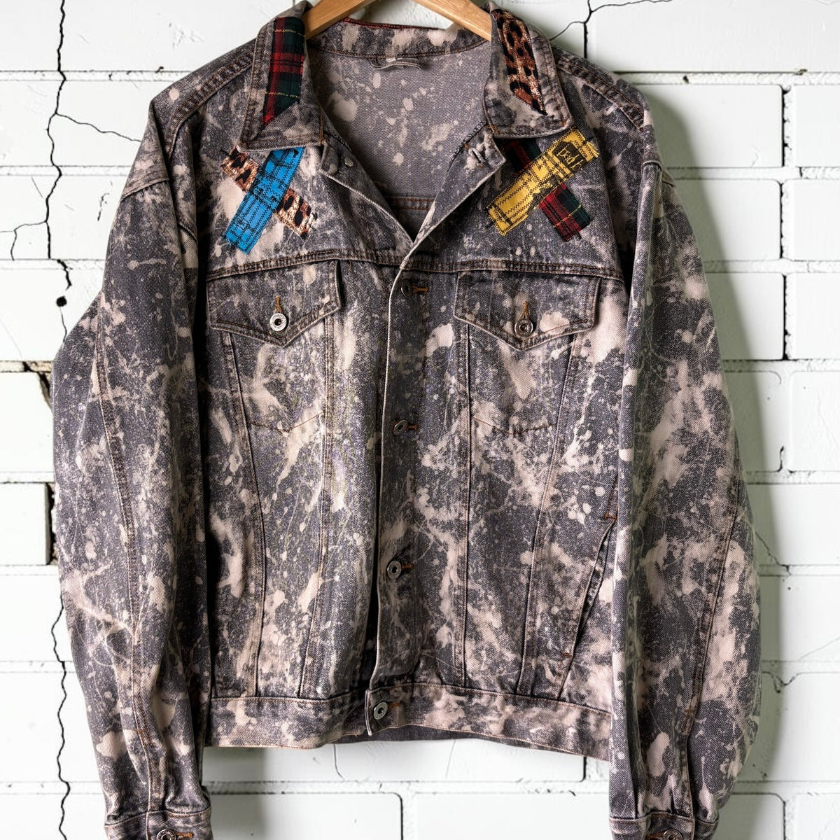 PATCHWORK RIOT - Custom Patchwork Bleached Denim Jacket Punk Rock Jacket Alternative Tumblr Grunge