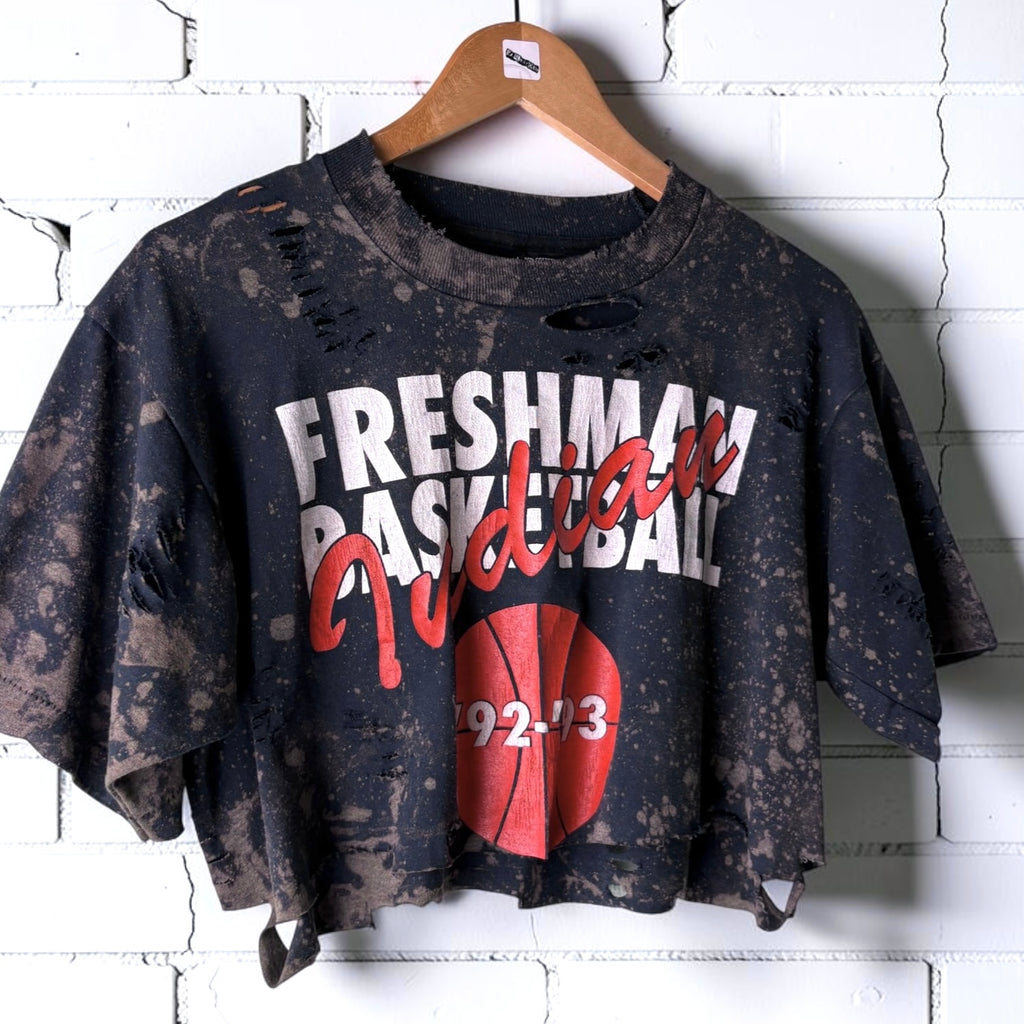 Vintage cropped Bleached Distressed Graphic T-shirt