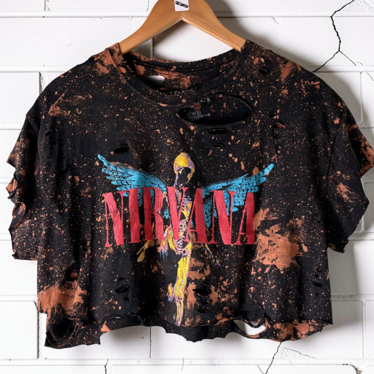 Nirvana - In Utero Bleach Cropped Distressed Tee