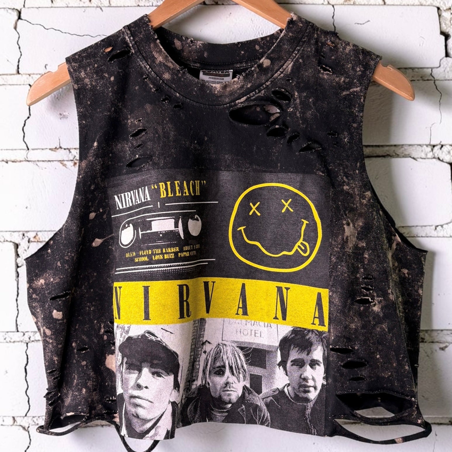 Nirvana Bleach Cropped Distressed Tee