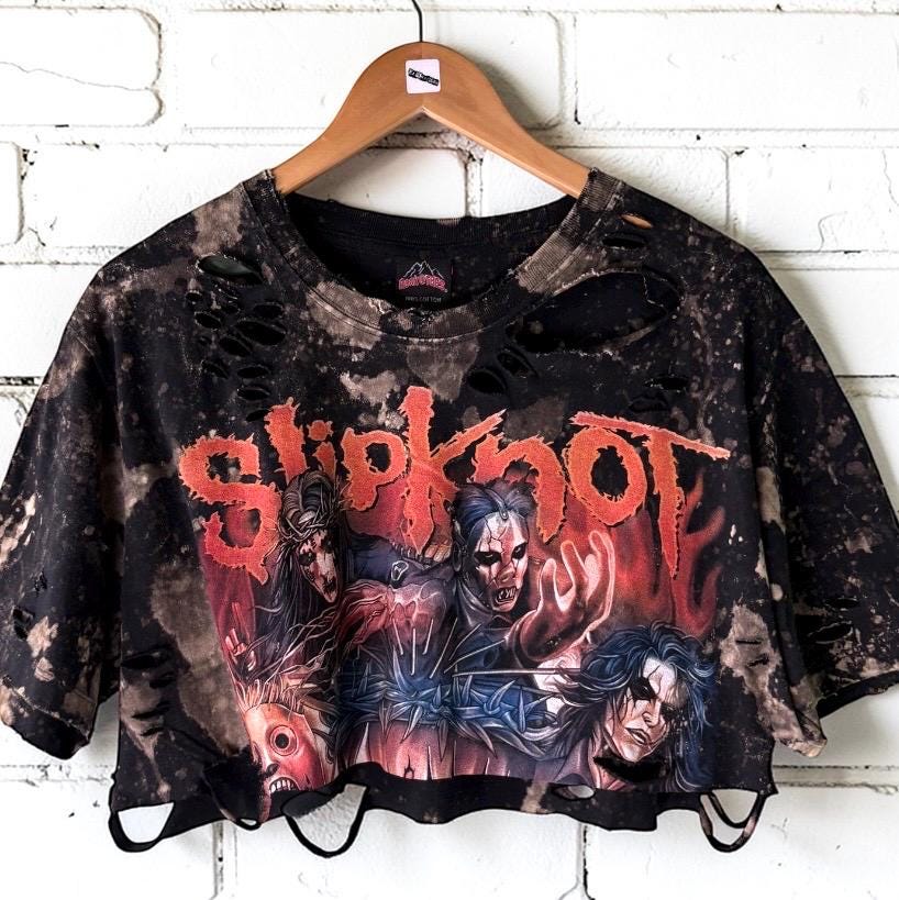 Slipknot Bleached Distressed cropped Band Tee