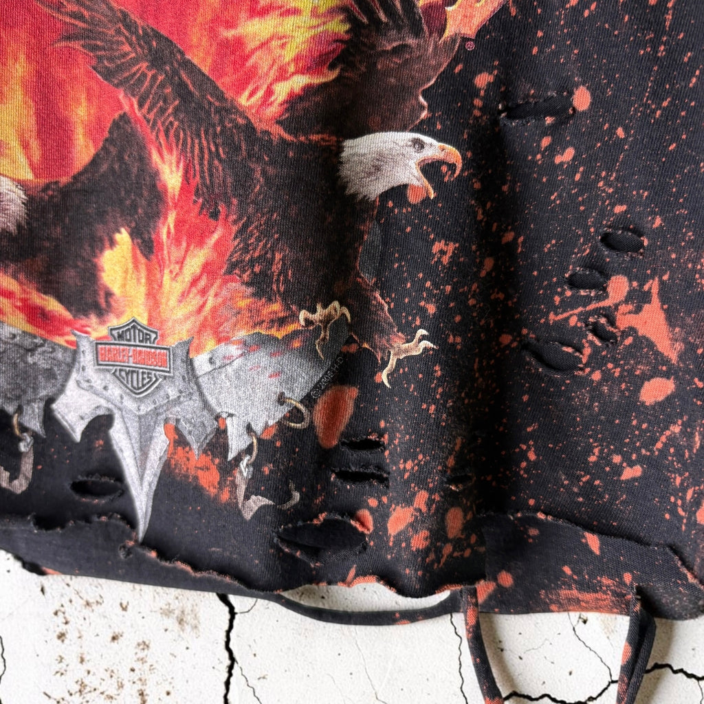 Harley Davidson Newmarket Bleached Distressed Cropped Tee