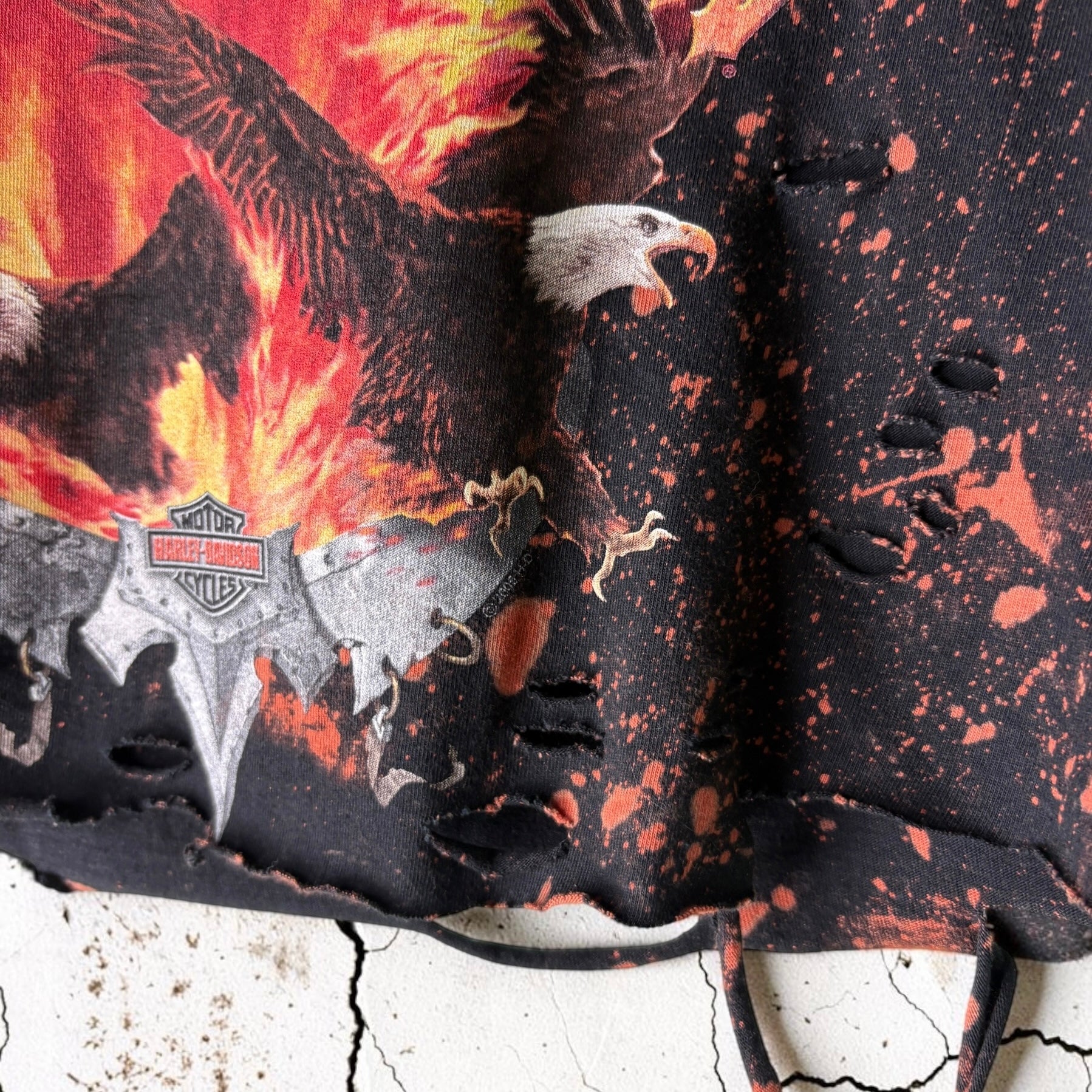 Harley Davidson Newmarket Bleached Distressed Cropped Tee