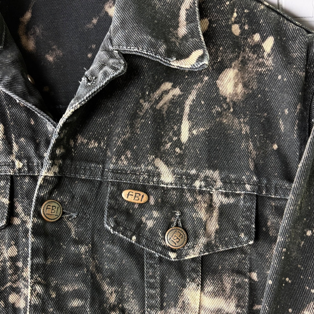 SOAKED IN BLEACH - Custom Bleached Denim Jacket Size Small