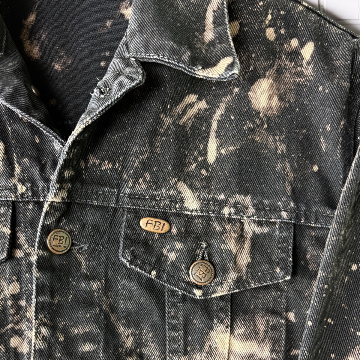 SOAKED IN BLEACH - Custom Bleached Denim Jacket Size Small
