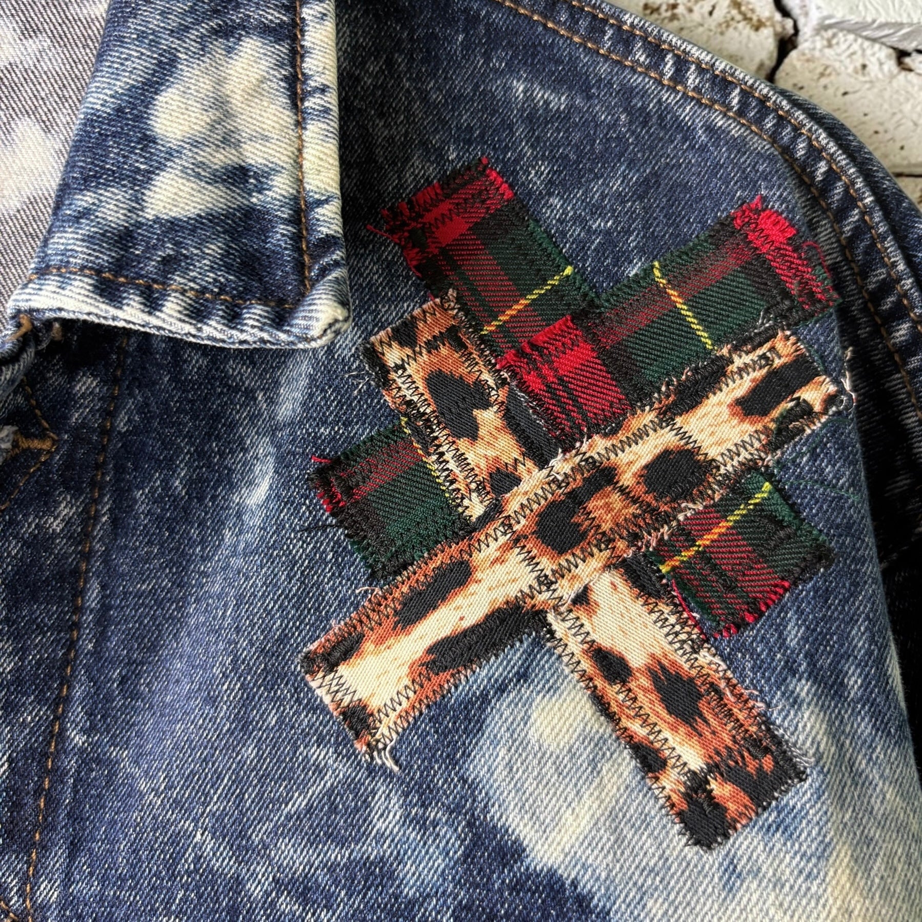 SEDATED - Custom Punk Rock Patch Denim Jacket - Acid Wash Jean Jacket
