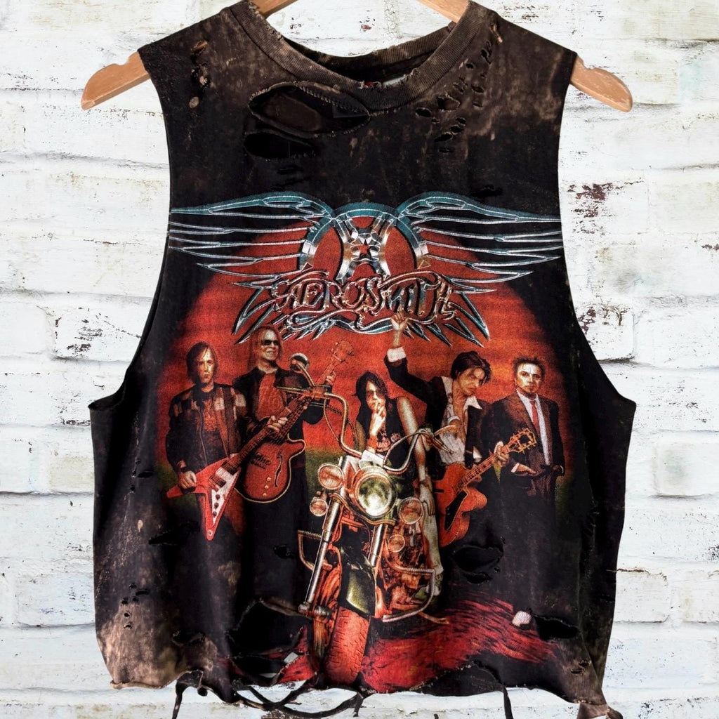 Aerosmith Bleached Shredded Band Tee