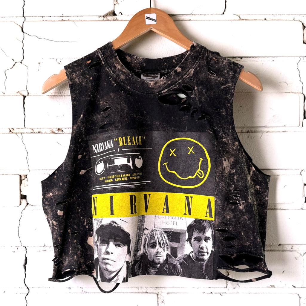 Nirvana Bleach Cropped Distressed Tee