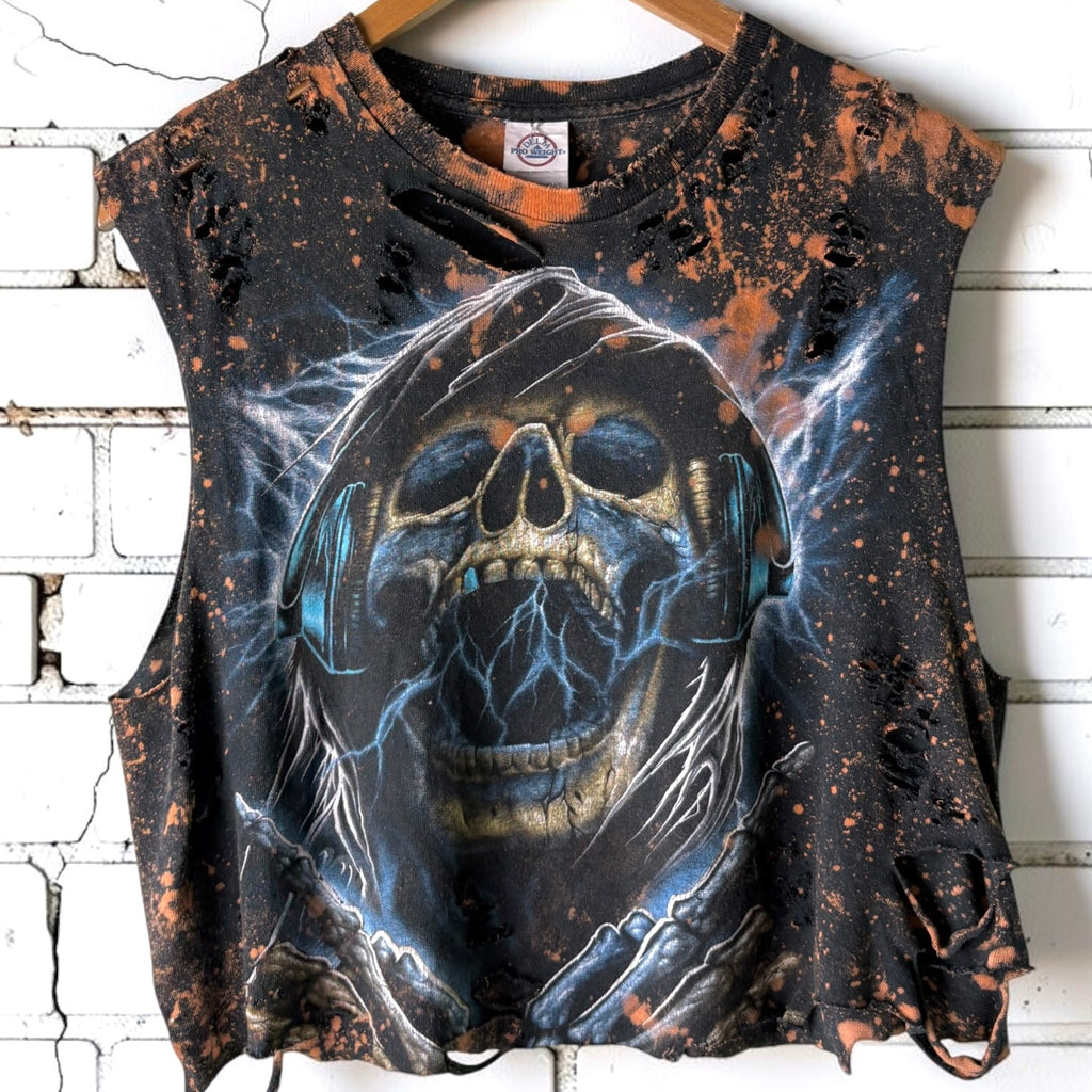 Skull Thrashed Bleached Graphic Tee