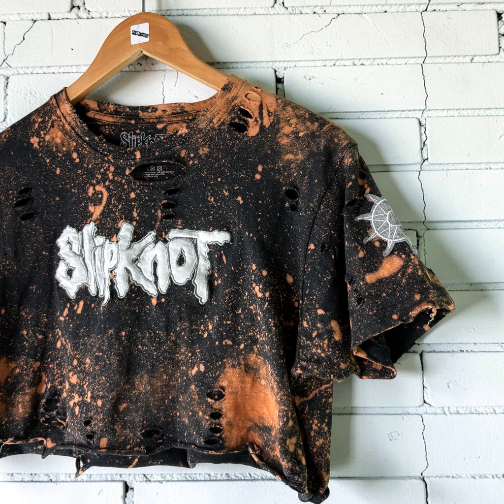 Slipknot Bleached Distressed cropped Band Tee