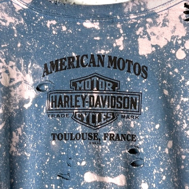 Harley Davidson France Bleached Distressed Cropped Tee
