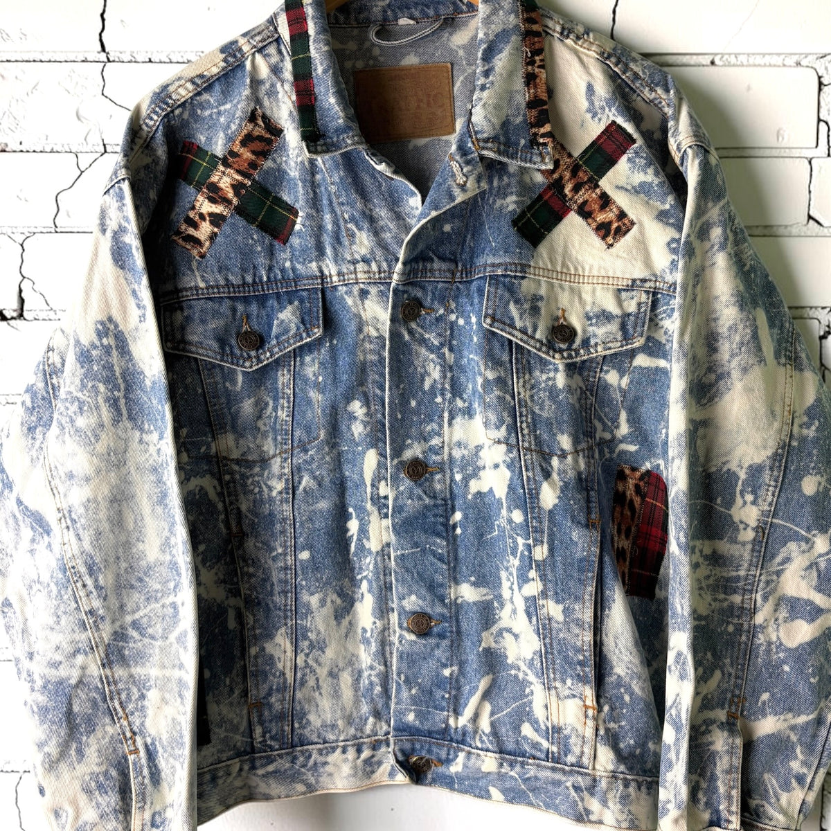 SHOCK TREATMENT - Custom Patchwork Bleached Denim Jacket Punk Rock Jacket Alternative Tumblr Grunge