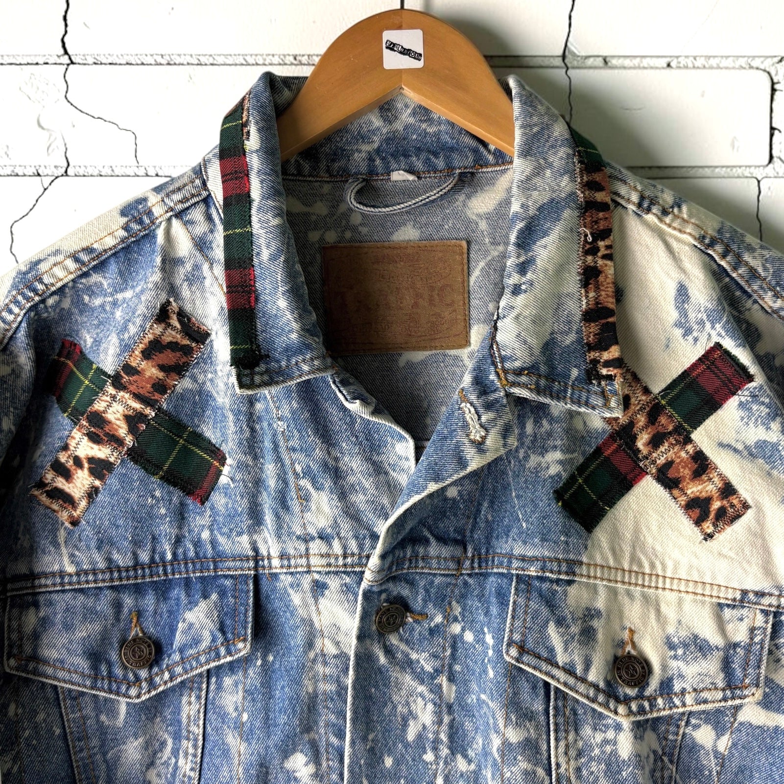 SHOCK TREATMENT - Custom Patchwork Bleached Denim Jacket Punk Rock Jacket Alternative Tumblr Grunge