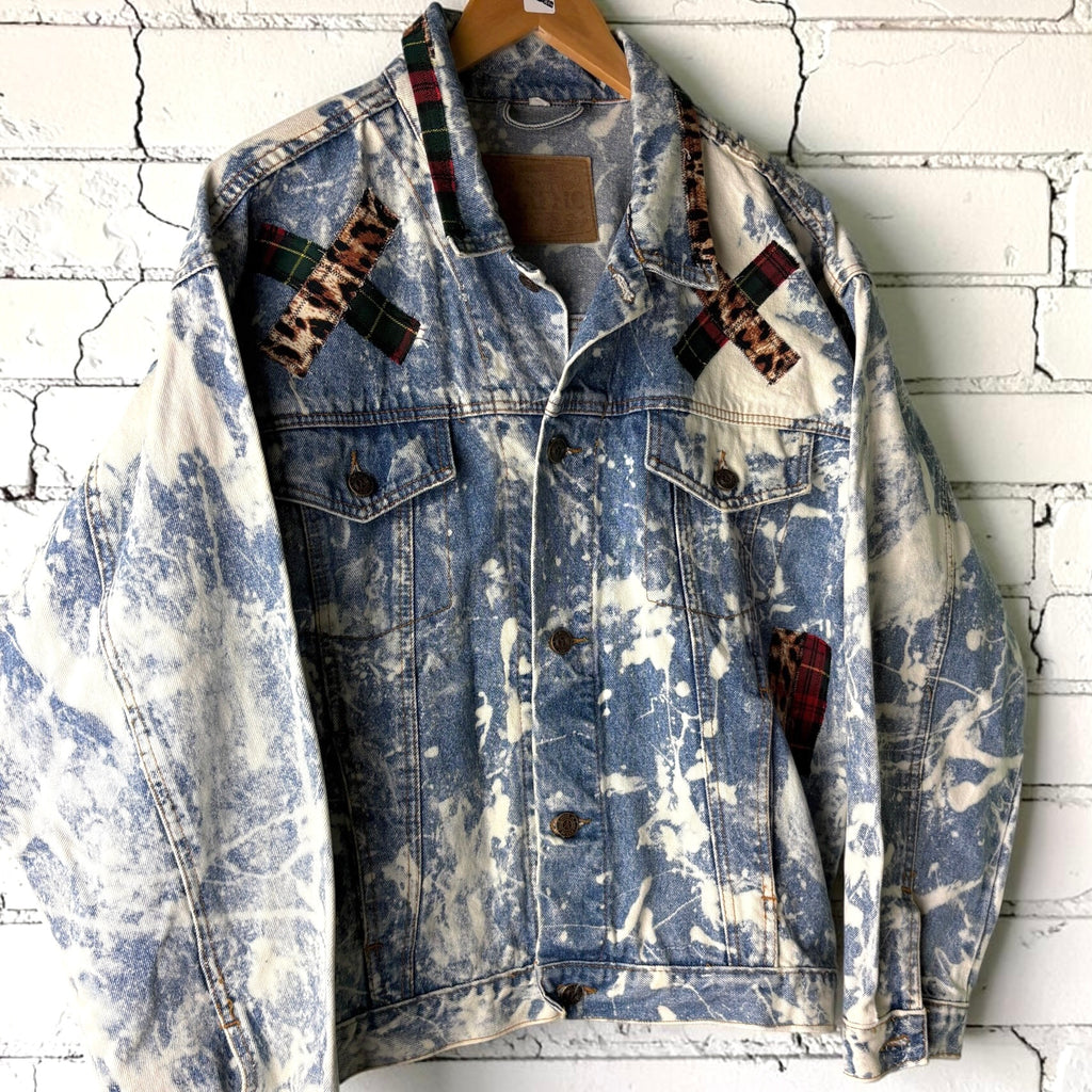 SHOCK TREATMENT - Custom Patchwork Bleached Denim Jacket Punk Rock Jacket Alternative Tumblr Grunge