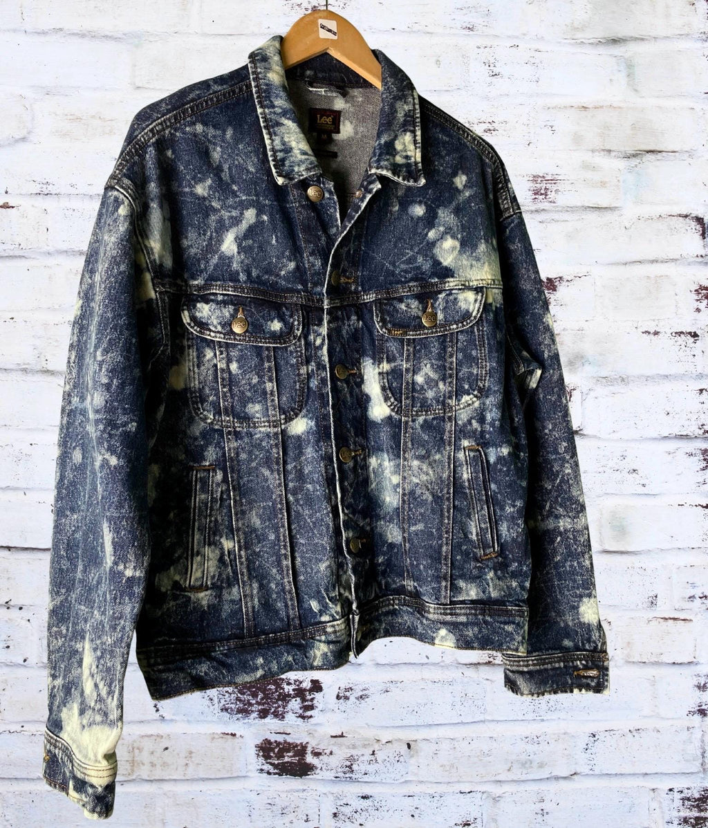 Bleached Splattered Vintage Reworked Denim Jacket