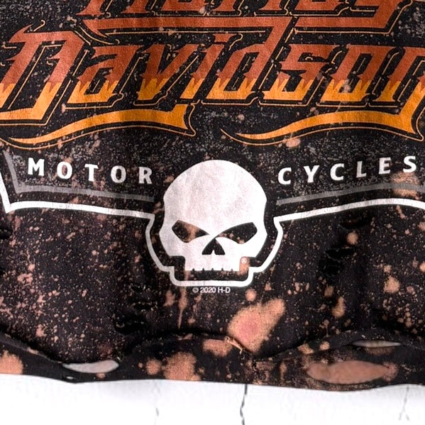 Harley Davidson Texas Bleached Shredded Cropped Tee