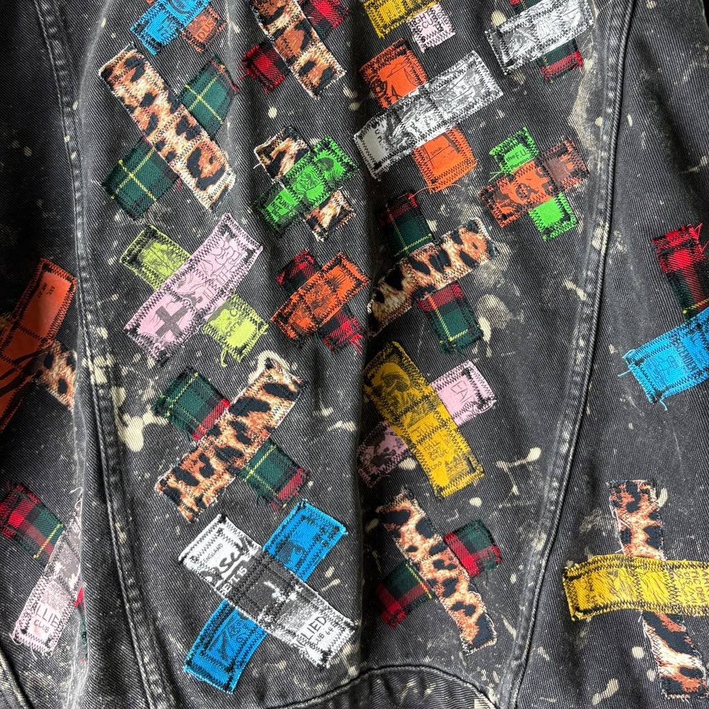 WILD YOUTH - Custom Punk Rock Patch Denim Jacket - Acid Wash Jean Jacket