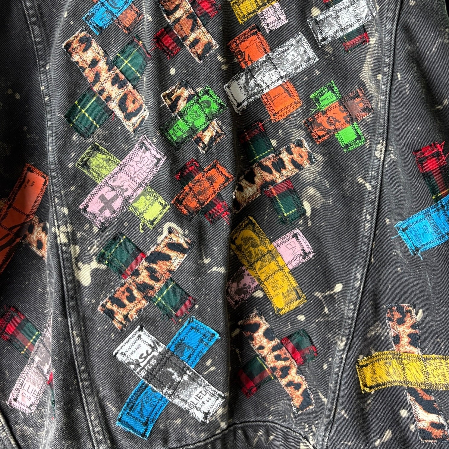 WILD YOUTH - Custom Punk Rock Patch Denim Jacket - Acid Wash Jean Jacket