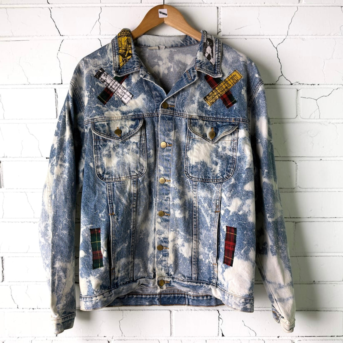 KISS ME DEADLY - Custom Patchwork Bleached Denim Jacket