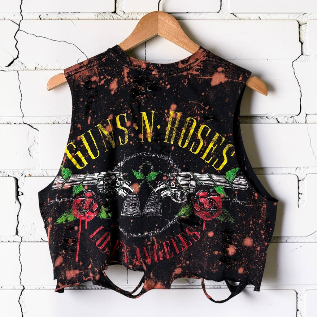 Guns n roses cropped bleached shredded tee