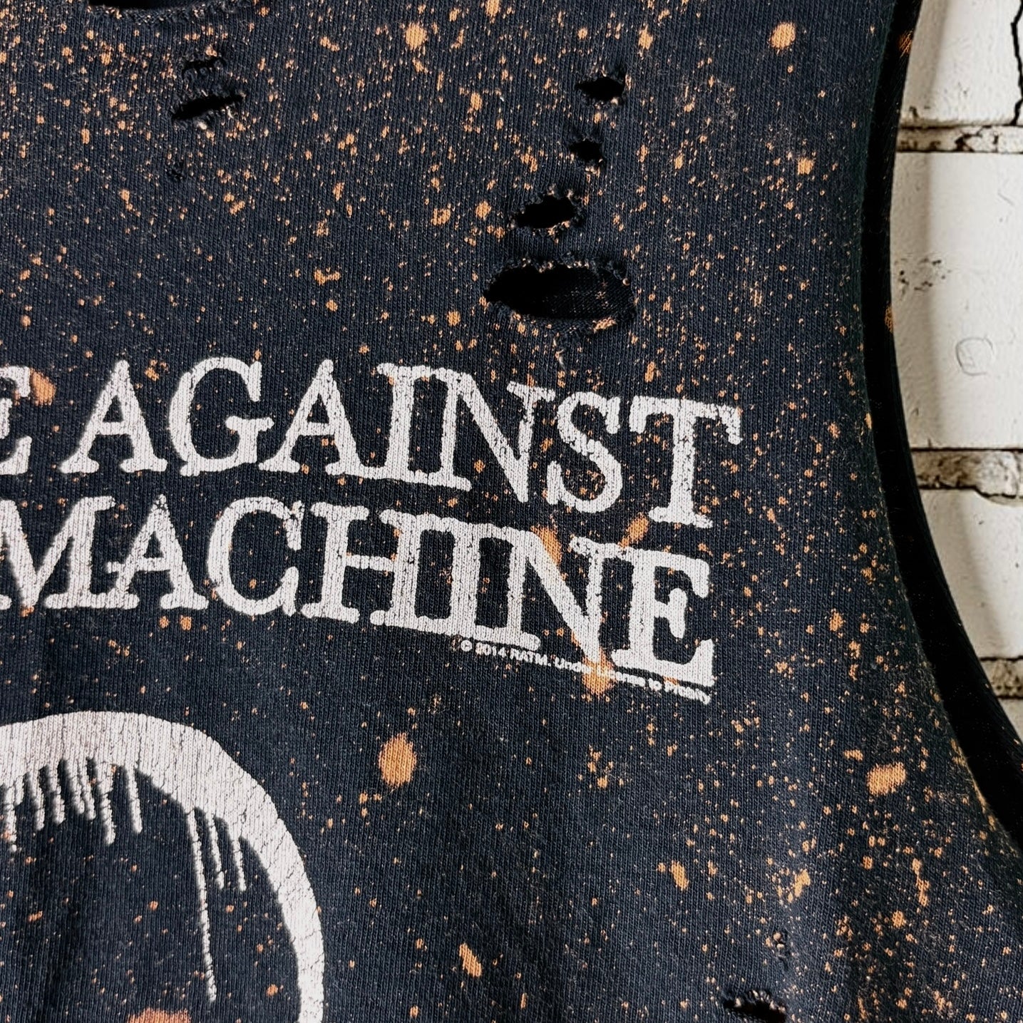 Rage Against The Machine Bleached Distressed Cropped Tee