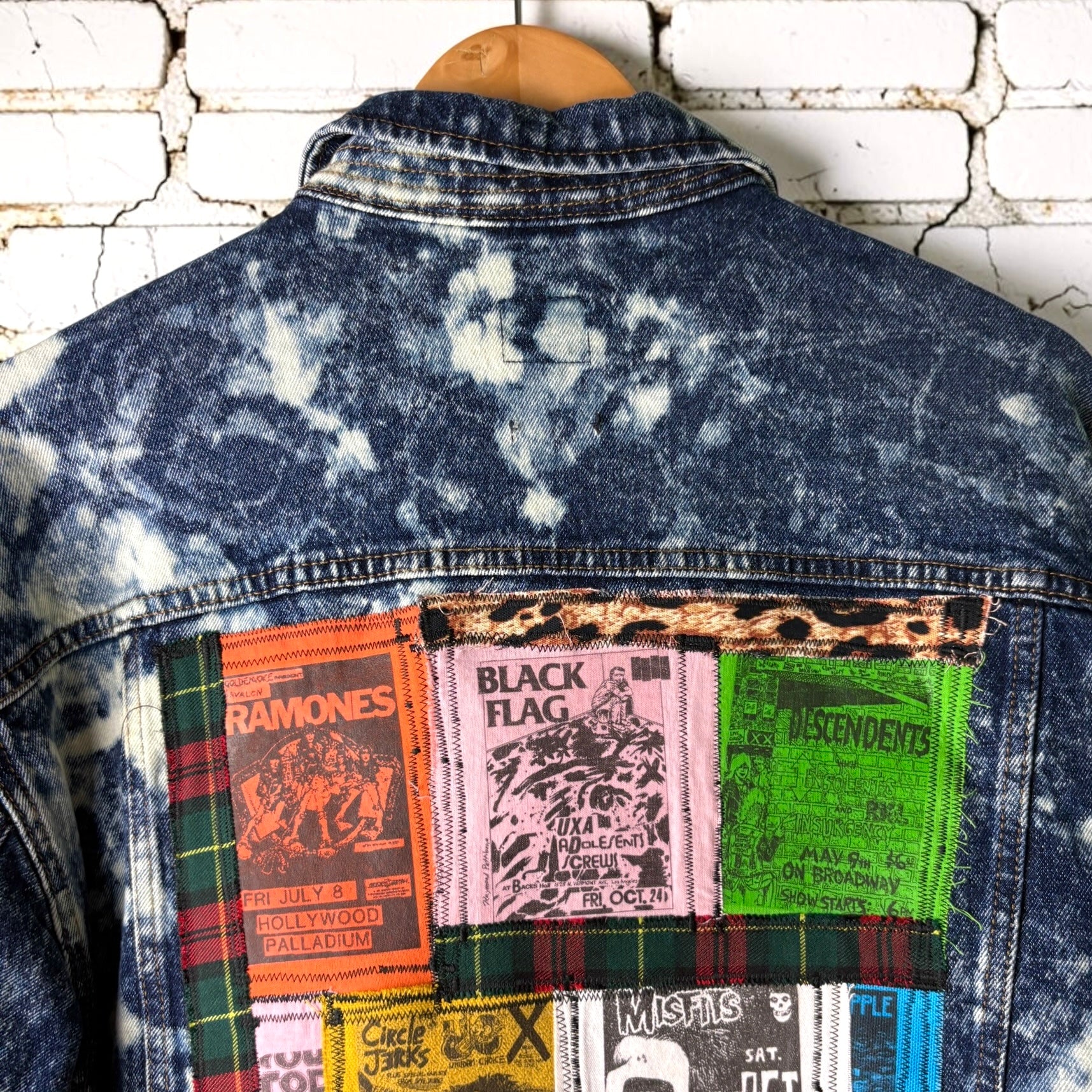 SEDATED - Custom Punk Rock Patch Denim Jacket - Acid Wash Jean Jacket