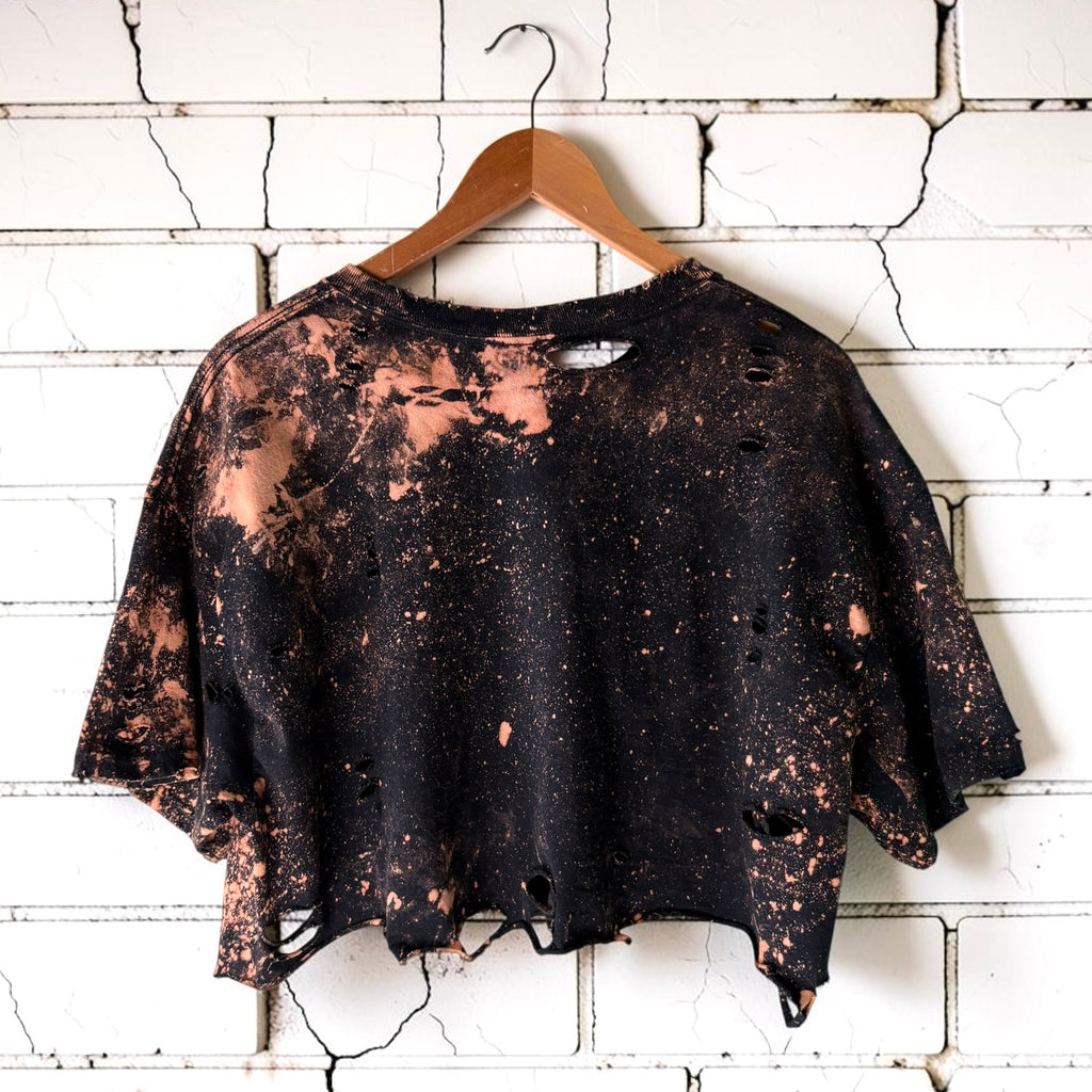 Custom Metallica Cropped Band Tee | Hand-Bleached Vintage Style XL