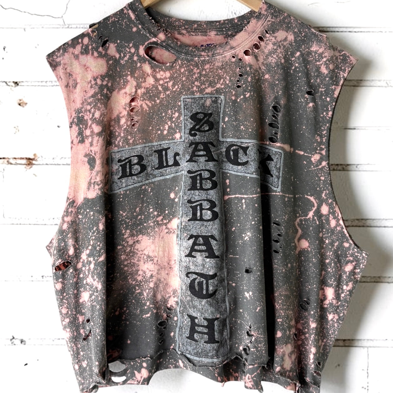 Black Sabbath Bleached Distressed cut off Band Tee
