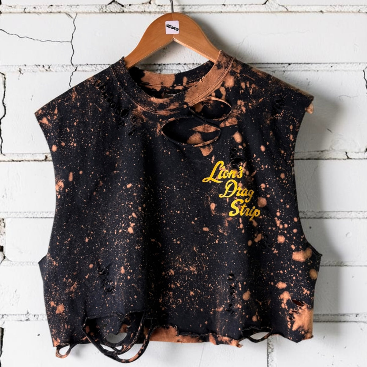 Lions Drag Strip cut off Bleached Distressed Graphic T-shirt