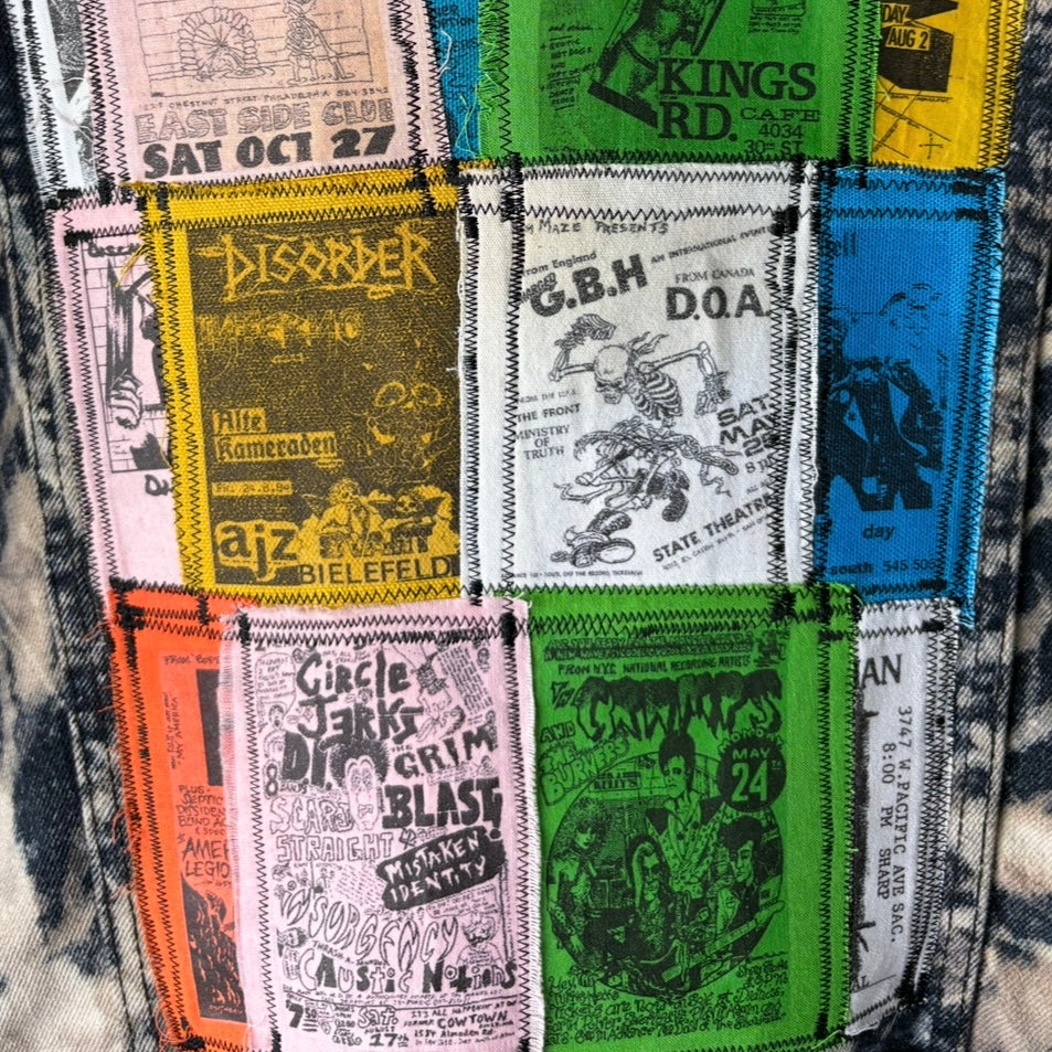 STITCH & DESTROY - Custom Punk Rock Patch Denim Jacket - Acid Wash Jean Jacket