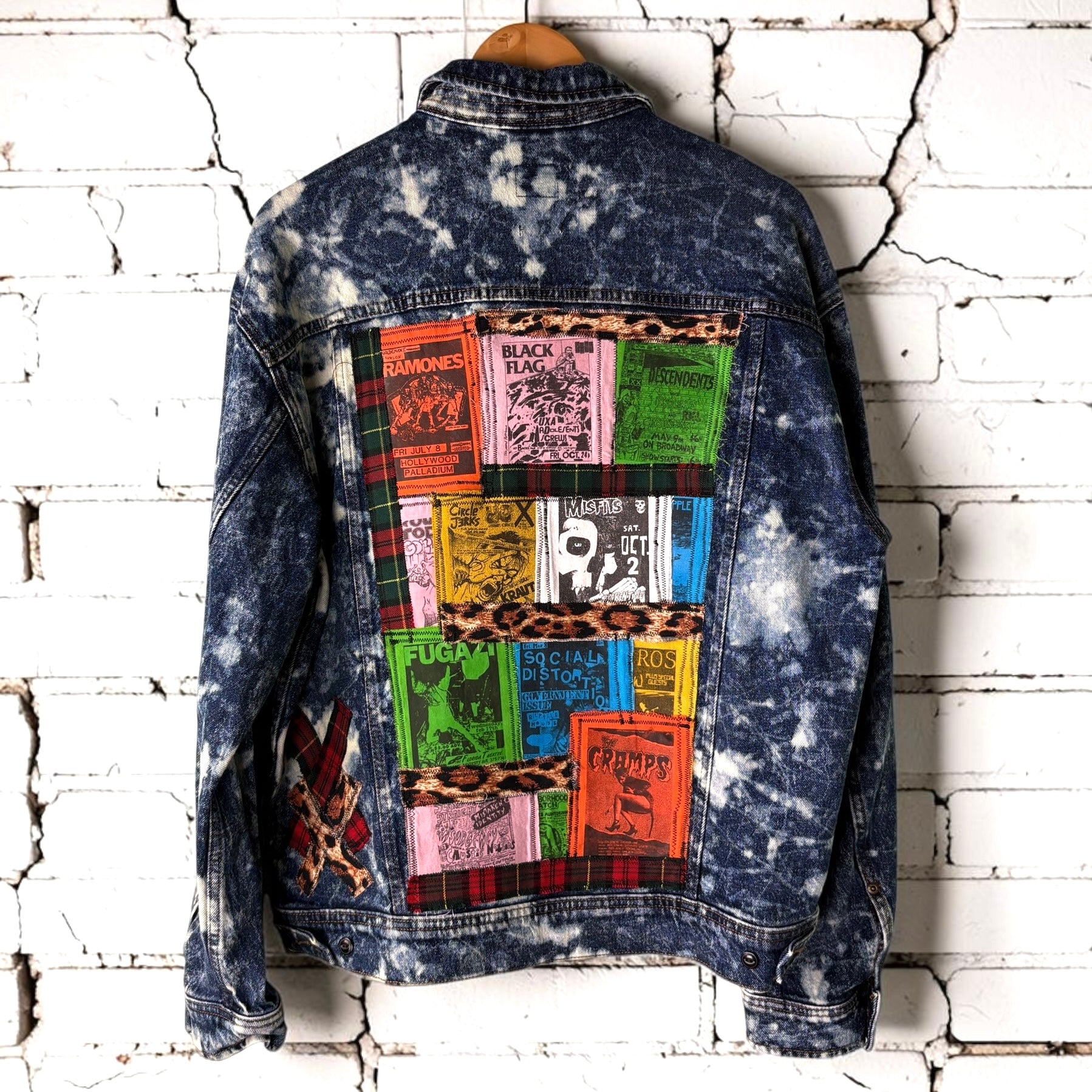 SEDATED - Custom Punk Rock Patch Denim Jacket - Acid Wash Jean Jacket