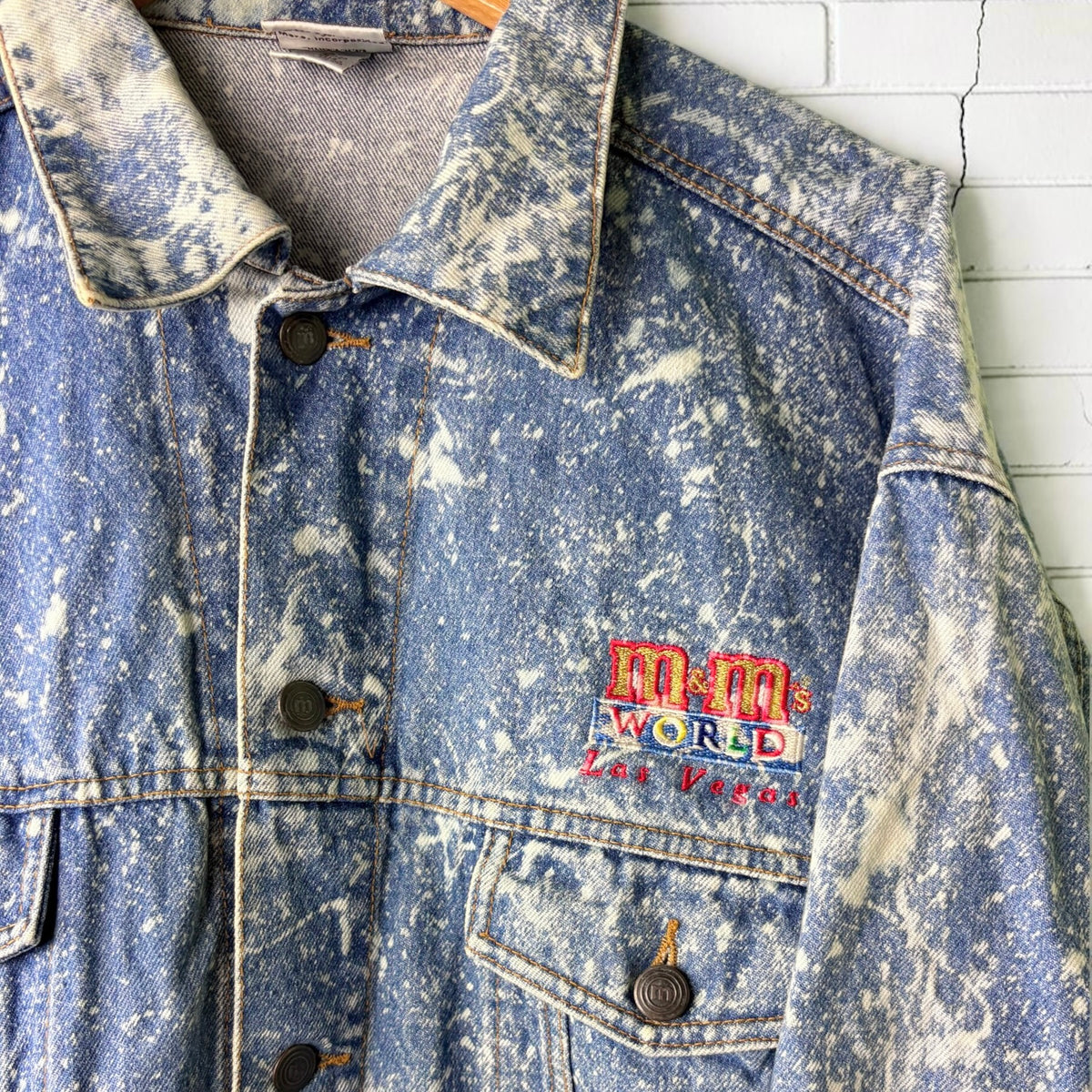 M&M’s World Vintage 90s Custom Bleached Denim Jacket Size XL