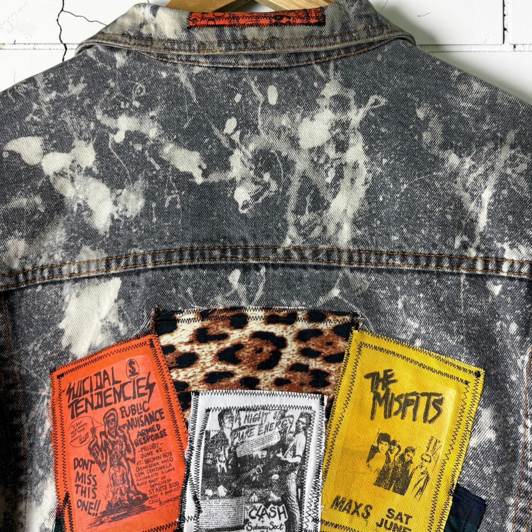 PATCHWORK RIOT - Custom Patchwork Bleached Denim Jacket Punk Rock Jacket Alternative Tumblr Grunge