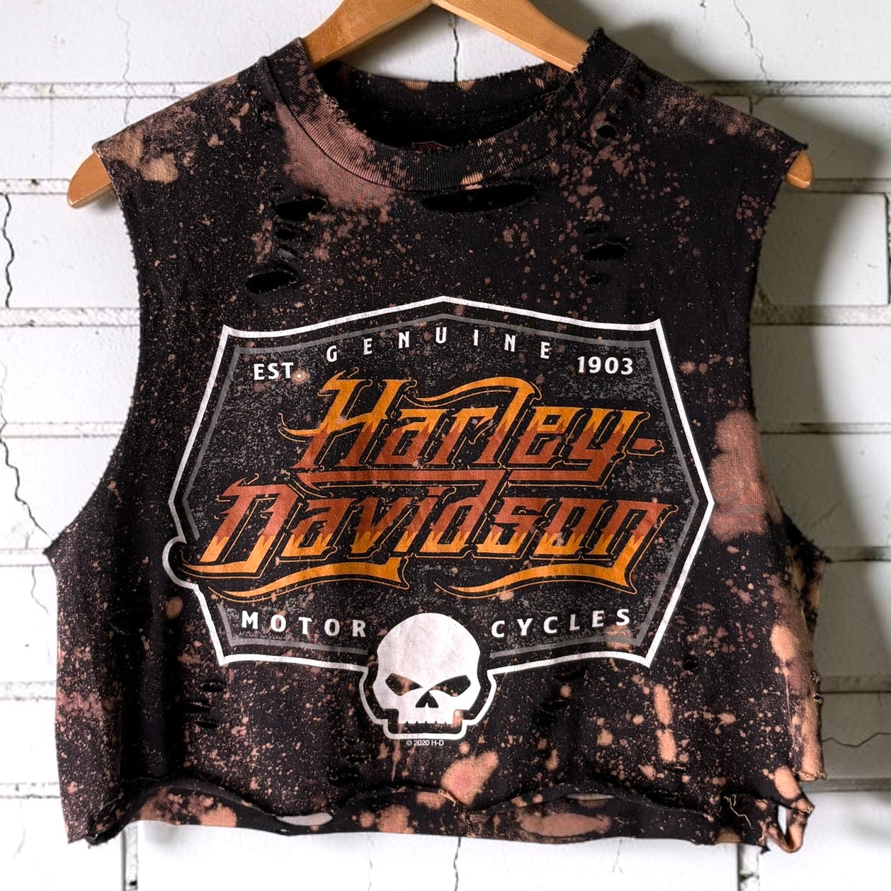 Harley Davidson Texas Bleached Shredded Cropped Tee