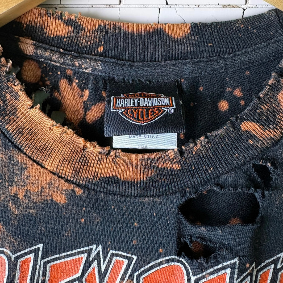Harley Davidson Ohio Bleached Distressed Cropped Tee