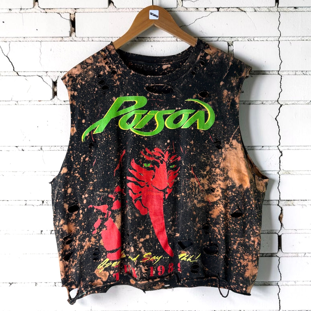 Poison - Open Up And Say… Ahh! Bleached Distressed Tee