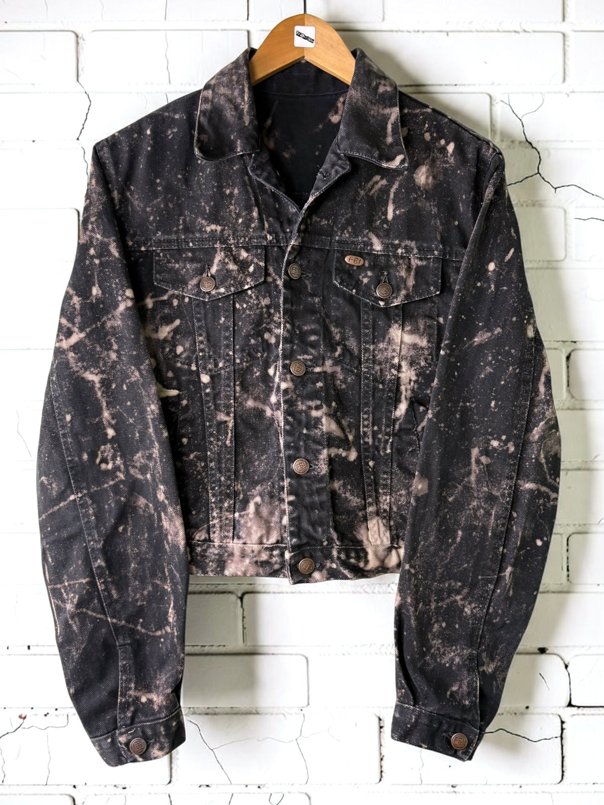 SOAKED IN BLEACH - Custom Bleached Denim Jacket Size Small