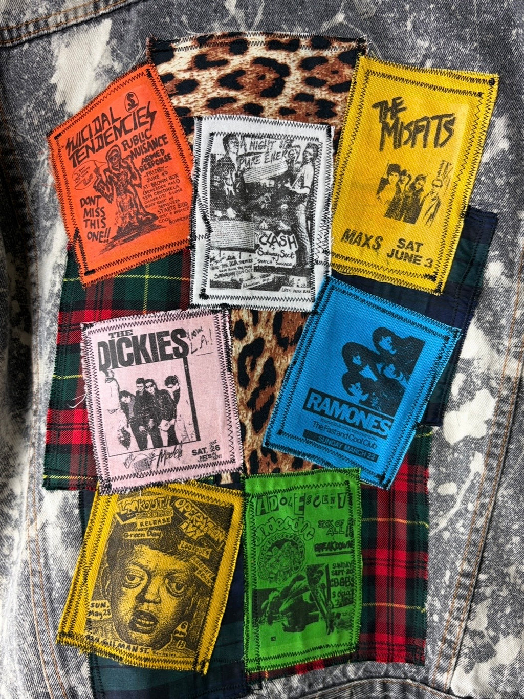 PATCHWORK RIOT - Custom Patchwork Bleached Denim Jacket Punk Rock Jacket Alternative Tumblr Grunge