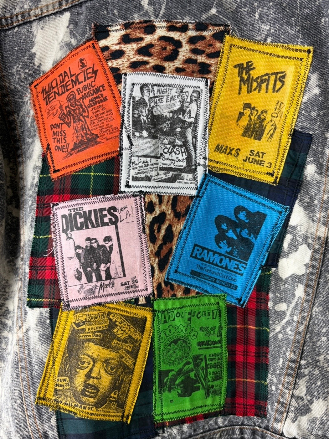 PATCHWORK RIOT - Custom Patchwork Bleached Denim Jacket Punk Rock Jacket Alternative Tumblr Grunge