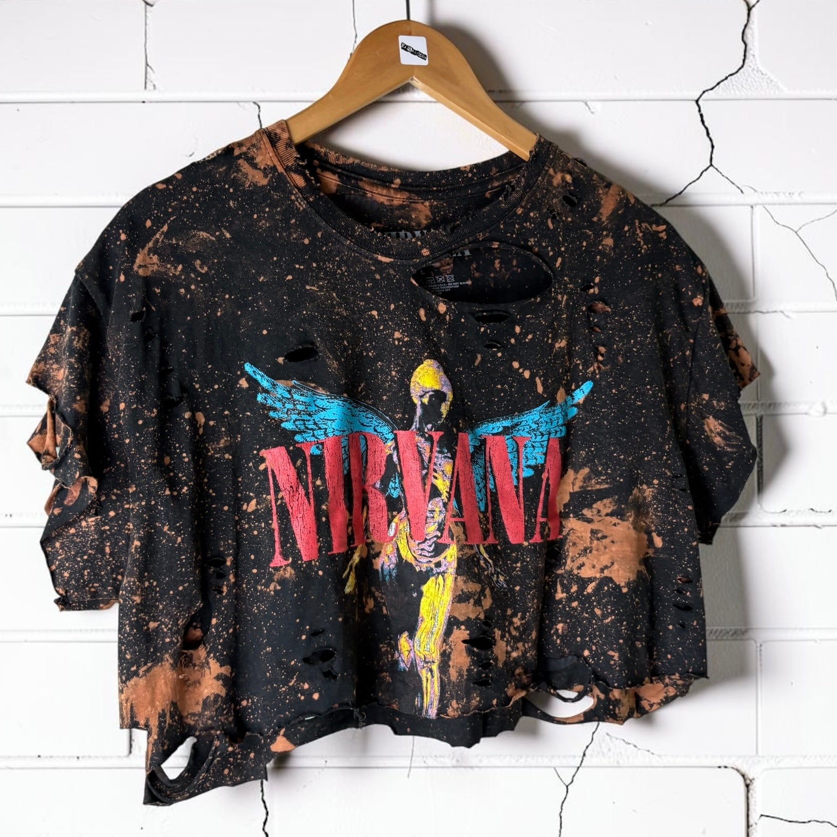 Nirvana - In Utero Bleach Cropped Distressed Tee
